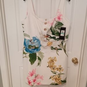Karl Lagerfeld Floral Mini Dress - White, Blue, Pink, Green, Yellow